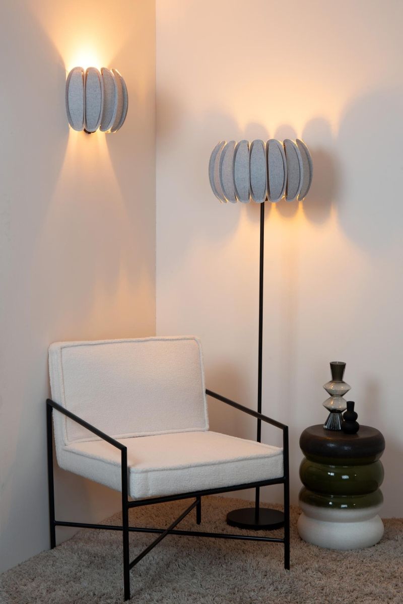 Lucide SPENCER - Stojacia lampa - Ø 40 cm - 1xE27 - Sivá